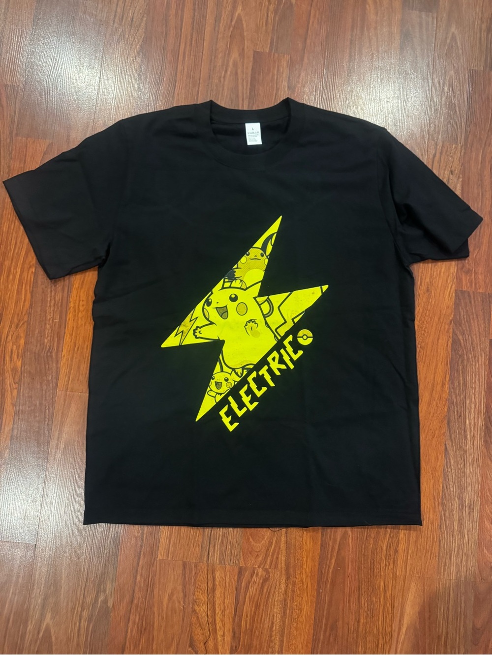Black T-Shirt with Yellow Electric Pikachu Graphic
